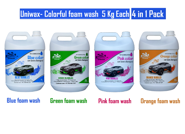 uniwax color car foam wash blue, green, pink, orange - 5 kg each total 20kg